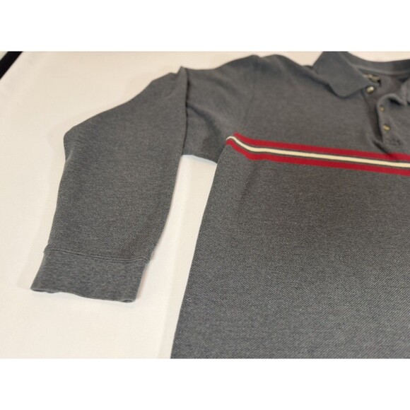 Eddie Bauer Men’s Long Sleeve Polo Shirt Gray Red Stripe XL - Picture 3 of 12